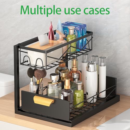 Axaron 2 Pack Organizador Bajo Fregadero, 2 Niveles, Estante Extraíble en Forma de L, Multiuso para Gabinetes de Cocina y Baño, Negro miniatura 7
