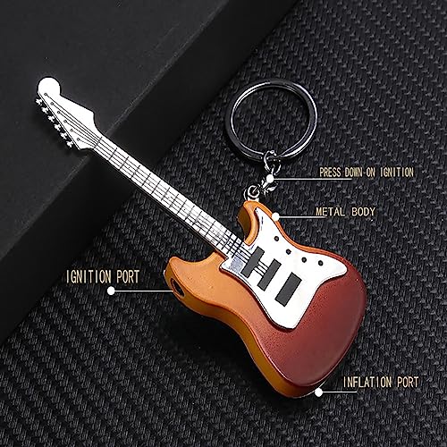 Encendedor llavero metálico vintage guitarra recargable miniatura 6