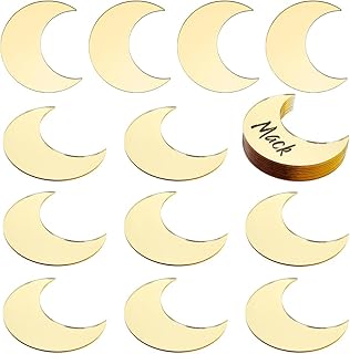 INFUNLY 40pcs Moon Place Card Name Tags for Party Gold Acrylic Moon Shaped Place Cards Celestial Wedding Place Cards Semi-Circle Name Tags Names Blanks Placecards for Wedding Birthday Festival Decor