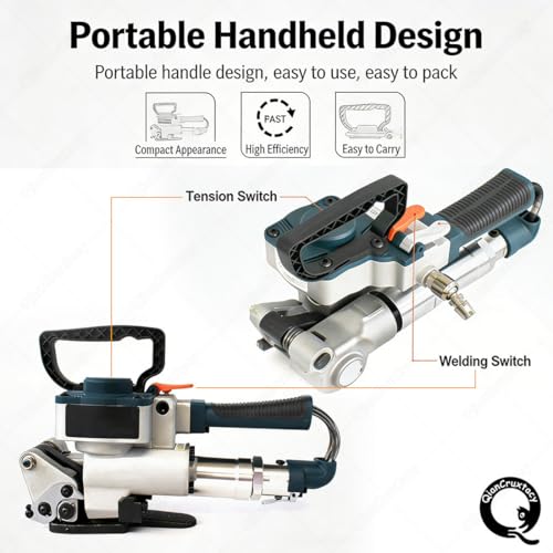 Máquina flejadora de mano neumática y ergonómica para aluminio y acero 4