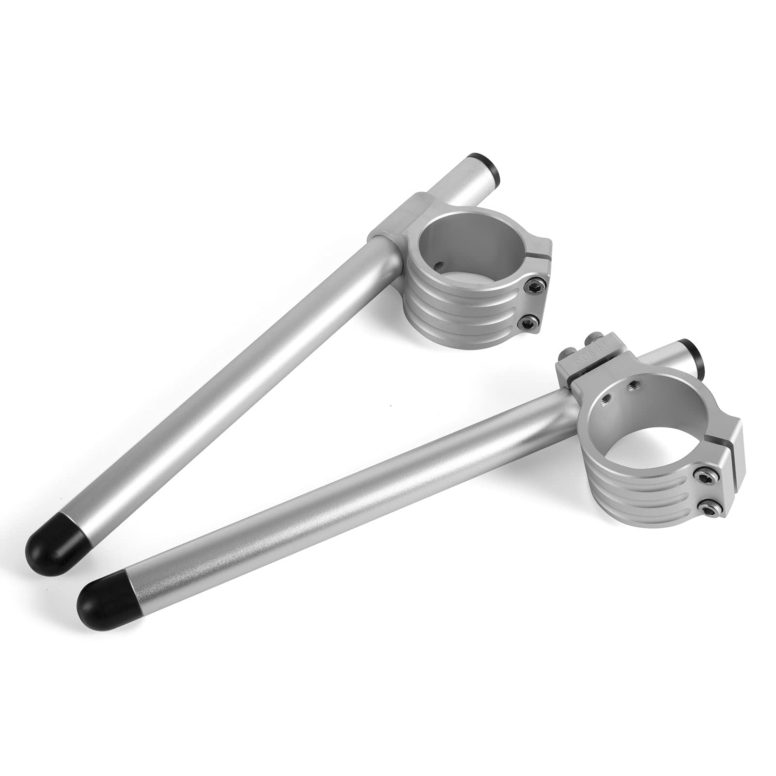 kit semimanillares Φ 37mm para GS500 GT550 GSX550 moto horquilla Ø 37mm cafe racer semi manillares inclinables 7°,tubos Ø 22.2mm aluminio Plata