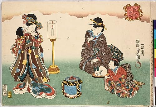 Pintura murales decor Bo-setsu Utagawa Kunisada: cuadros japoneses para dormitorio 60x90