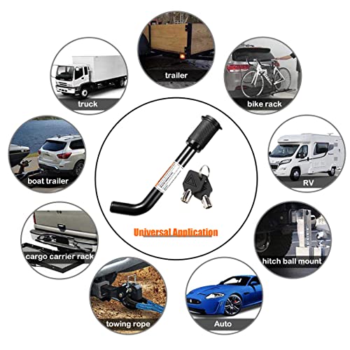 Czc Auto Trailer Hitch Receiver Lock, Dogbone Style Hitch Pin Lock, Dia 5/8 Inch Bent Pin For Class Iii Iv 2 2-1/2 Inch Receiver, Fits Bike Rack Tray Ball Mount For Towing Trailer Truck Car Boat Rv #TOP6