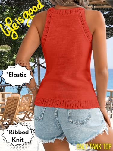 Image of ChiaoLezhee Women's Summer Knit Tank Tops, Racerback High Neck Lightweight Sweater Vest, Dressy Casual Outfits