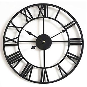 Outdoor Tuin Wandklok, Grote Retro Romeinse cijfers Tuin Klok Open Gezicht Smeedijzeren Outdoor Klok Indoor Outdoor…