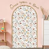 DoubleFill Flower Arch Wall Decals Floral Stickers Peel and Stick 60 x 35 Inch Once Upon a Time Boho Floral Arch Decals for Nursery Bedroom Living Room Classroom Playroom