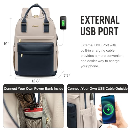 Image of LOVEVOOK Laptop Backpack for Women Men, 17.3 Inch Laptop Bag with USB Port Fashion Waterproof Backpacks Teacher Nurse Stylish Travel Bags Vintage Daypacks for College, Work