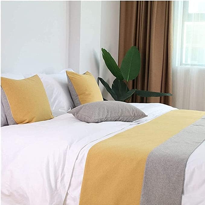 AV Décor Hotel Bed Runner Light (Size ; 18 inch X 108 inch) with 2 Cushion Covers(16 inch X 16 inch),and One Cushion Cover 12 * 12 Pack (Blue,Grey)