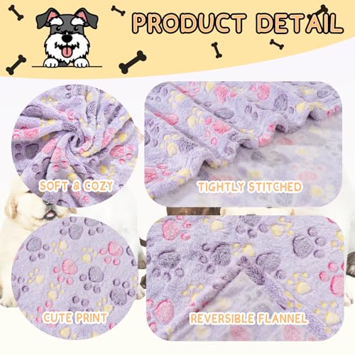 Image of Dog Blankets for Dogs, 3 Pack Large Blanket Medium Dog Cat Soft Fuzzy Blankets Washable,Comfort Flannel,Fuzzy Soft Blankets for Dogs,Pet Blanket,Reversible Cow Print,41 x 31 inch,Blue