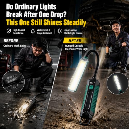 Image of LETOUR Rechargeable LED Work Light 500Lumen with Flexible Gooseneck 360 Rotate Mechanic Grill Light, Built in 2000mAh Battery for Car Repair, Emergency, Camping, Outdoor & Mechanics Tools