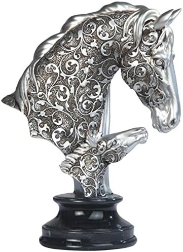 StealStreet SS-G-11680 Silver Toned Engraved Father and Son Horse Statue, 10"