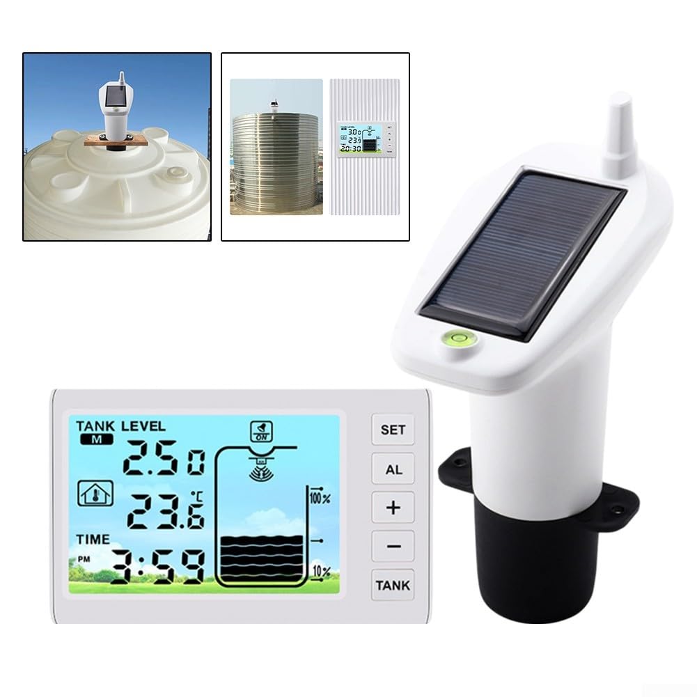 Medidor digital de nivel de agua para tanque de agua, transmisor de sensor de nivel de agua, monitor de nivel de agua de carga solar multifuncional