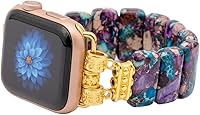 Vista 12 de Natural Stone Imperial Jasper Bracelet Beaded-Bands Compatibe with iWatch Series11 10 9 8 7 6 5 4 3 2 1, Handmade Elastic Stretch Beaded Strap For