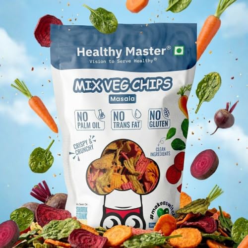 Image of Healthy Master Mixed Vegetable Chips - 30g | Beetroot, Palak & Carrot | Gluten-Free Vegetable Chips | No Maida, No Palm Oil | Low-Calorie | Healthy Snacks for Adults & Kids