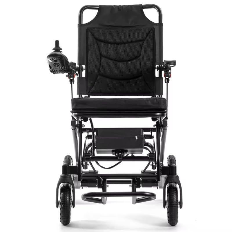 MÁS SANTE - UltraLite, silla de ruedas eléctrica ultraligera de 16 kg, doble motor 2 × 180 W, batería de litio extraíble, compacta y plegable, interior/exterior