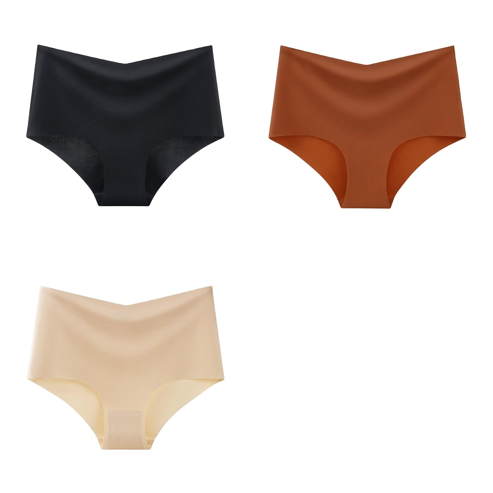 Mutande Donna Biancheria Intima Grande A Vita Alta con Copertura Mezza Anca E Slip da Donna in Seta di Ghiaccio Ad Alta Fessura 3 Confezioni-J-2Xl 63-72,5 kg