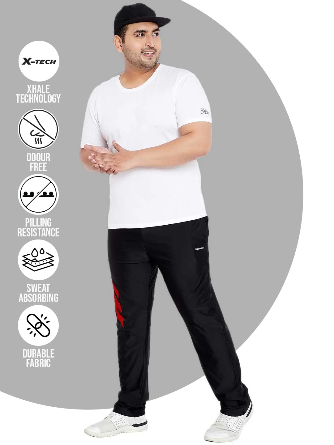 Bigbanana Big & Tall Men's Regular Fit Trackpants (5X-Large Black)