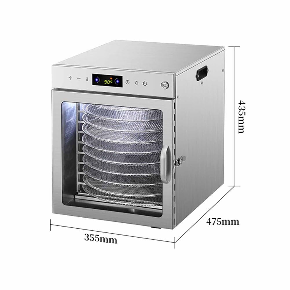800 W Temperatura Ajustable deshidratador de Acero Inoxidable 10 Capas de rotación casa secador de Aire de Fruta Equipado con Luces led fácil de Limpiar