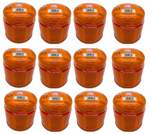 SMH LINE® 12x 190g Butan Stechkartusche Universal Gaskartuschen mit Sicherheitsventil Bunsenbrenner Gas Propan Mix Campingkocher Gaskocher Gasheizung Lötbrenner Gas-Stop-System