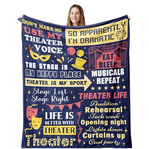 QOJUYO Musical Theater Gifts, Unique Musical Theatre Gifts for Theater Lovers, Theatre Blanket 60"x50" for Teen Girls/Kid, Broadway Gift