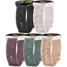 5 Pack 20mm Floral Engraved Watch Bands Compatible with Garmin Vivoactive 5 Watch Band/Vivoactive 6/3/3 Music Soft Silicone Sport Straps for Forerunner 55/165/245/645 Women Men
