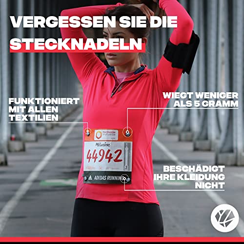 Shapeheart französische Innovation, Startnummernhalter für Laufen, Trailrunning, Radfahren... Magnetisch superstark, keine Nadeln mehr nötig, Erwachsene, Unisex, universal