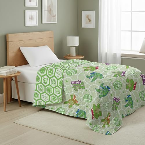 Image of Northwest Nickelodeon Teenage Mutant Ninja Turtles Pizza Party Quilted Throw Blanket, Comfy Throw, Adults Boys Girls, Soft Lightweight Bedding for Bed, or Couch, 60 x 80 inches