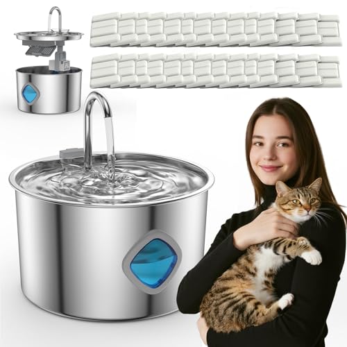 Pawira Water Fountain for Cats — 12 Month Filter Supply/Super Silent Pump/Healthy Living Water,Pawira Cat Fountain,Pawira Pet Water Fountain,Give Your Cat More Healthy Life with Pawira (A, 2 Filters)