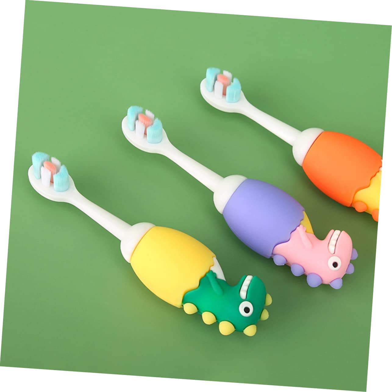 FOMIYES Ergonomic Handle Kids Toothbrush Boys Girls Dinosaur Toothbrush Cartoon Silicone Kids Oral Care Tool Random Color