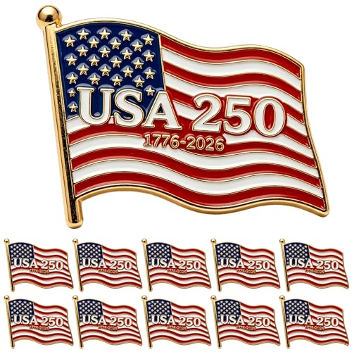 Image of SOWPOPY 250 Anniversary USA Flag Lapel Pins, America 250th Enamel Pin for Men Women Hats Shirts, 250th Anniversary Merchandise Bulk for Patriot Independence Day Gifts