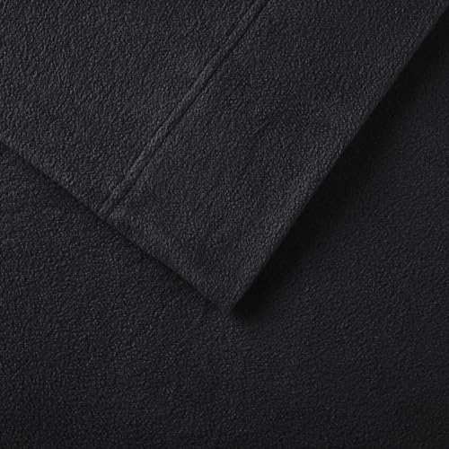 Image of True North by Sleep Philosophy Micro Fleece Bed Sheet Set, Warm, Sheets with 14 inch Deep Pocket, for Cold Season Cozy Sheet-Set, Matching Pillow Case, Twin XL, Black, 3 Piece