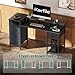 Korfile 47 Inch Computer Desk with 5 Fabric Storage Drawers,Gaming Desk with Power Outlets & LED Lights,Reversible Home Office Desk with Monitor Stand for Working Writing Study, Black