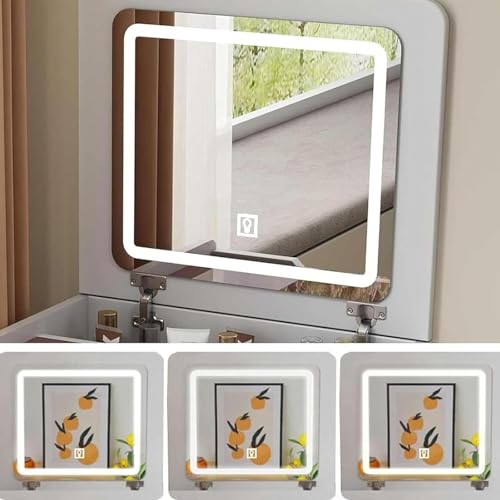 Toaletka LED z lustrem typu flip-top, regulowana jasność, 3 szuflady i taboret – nowoczesna toaletka do domu i akcesoriów kosmetycznych