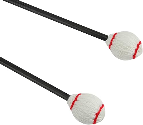 Miniatura 4 de Marimba Mallets de hilo duro, mazos de marimba de percusión de marimba con cabeza de hilo medio, mazos de marimba para jugar con mango de madera