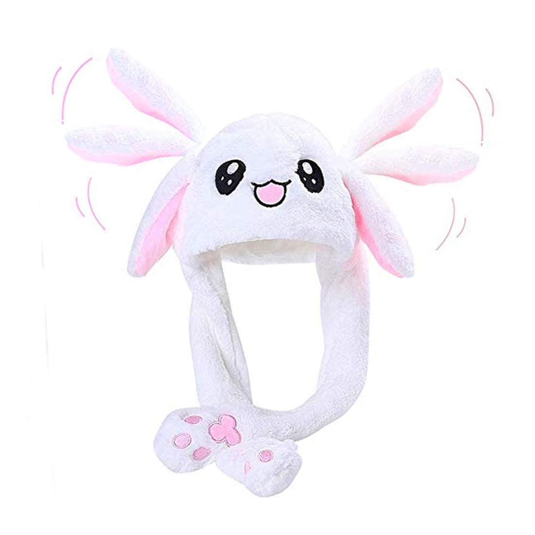 Garma Bunny Hat with Moving Ears, Funny Animal Rabbit Plush Hat Cap for Women Girls Halloween Costume Cosplay Christmas Holiday Party Hat