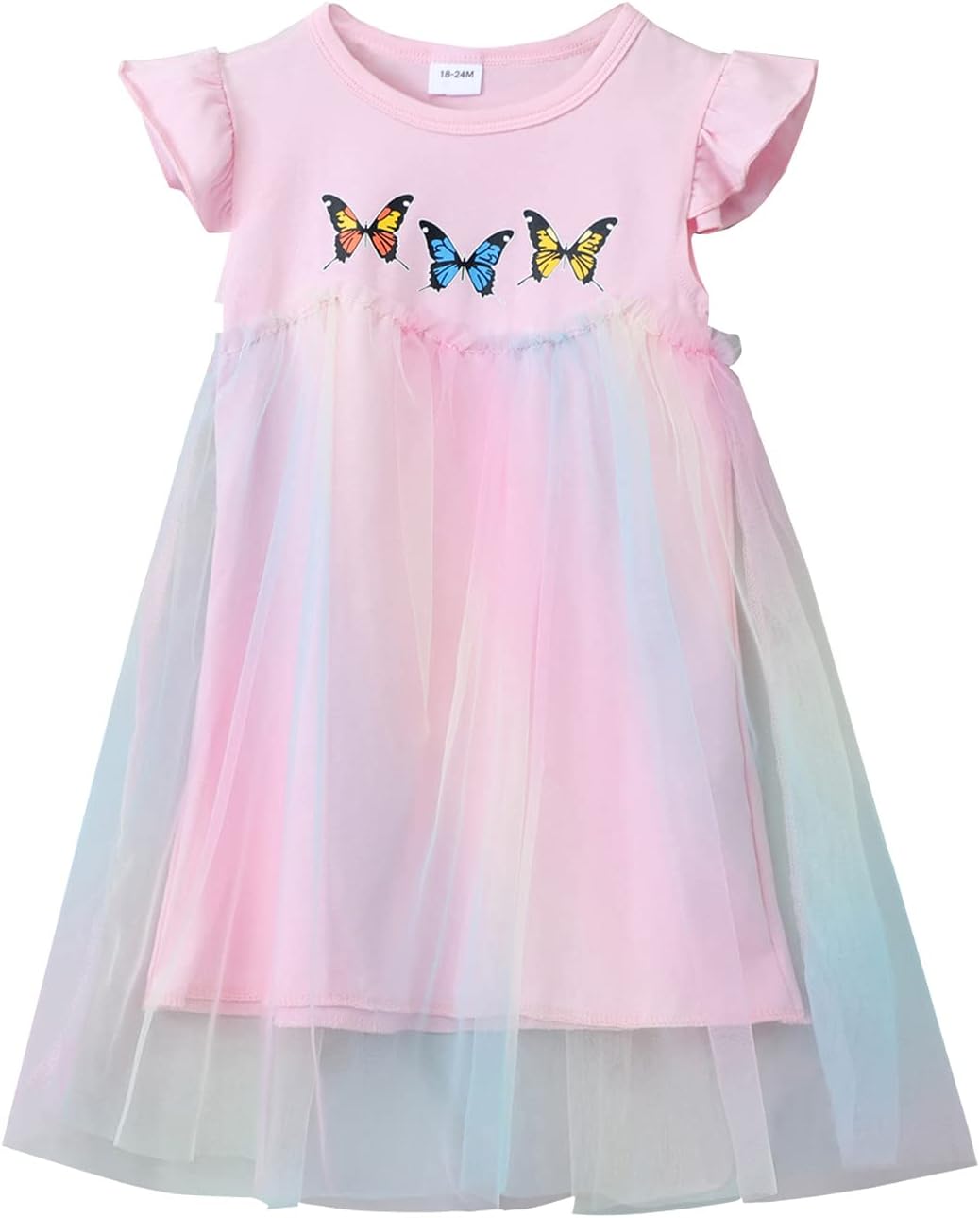 Summer Dresses, Baby Girls Flying Sleeveless Girls' Dress Pure Color Butterfly Kids Clothes - (24 Months-6 Years)