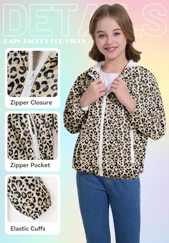 Image of Zando Lightweight Girls Rain Jacket - Hooded Windbreaker Water-Resistant Girls' Outerwear Jackets & Coats for Kids 4-10Y
