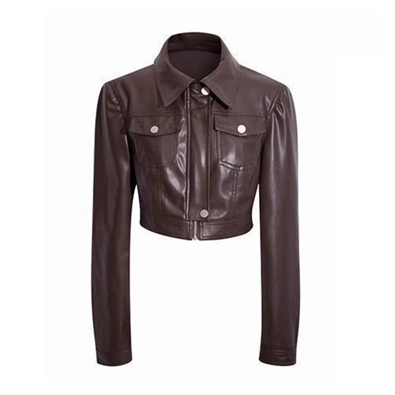 Veste De Moto Courte En PU, Rétro, Sexy Et Douce
