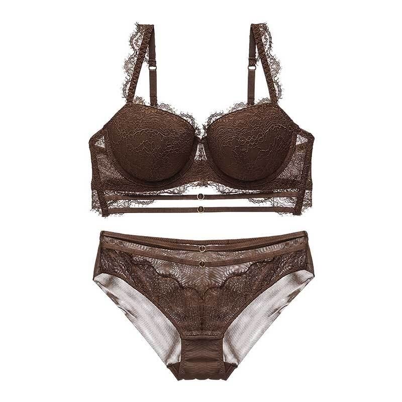 Conjunto de sujetador de mujer Push Up Strappy acolchado Copa Volantes Tirantes Conjunto de lencería con aros Conjunto de sujetador para mujer (Color: A, Tamaño: 70B)