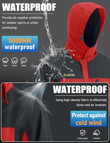 Image of MAGCOMSEN Men's Hooded Windproof Water Resistant Rain Jacket Windbreaker 5 Pockets for Hiking,Fishing,Runing
