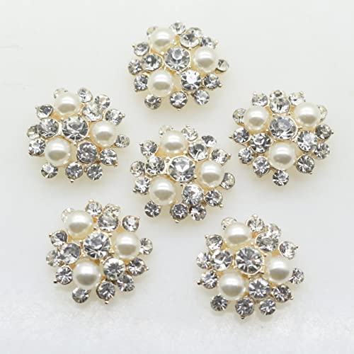 Yalych Mode 10 pièces 0.71in Rond Strass Perles Boutons Accessoires de décoration Bricolage Couture Beau Bouton de Mariage Boutons