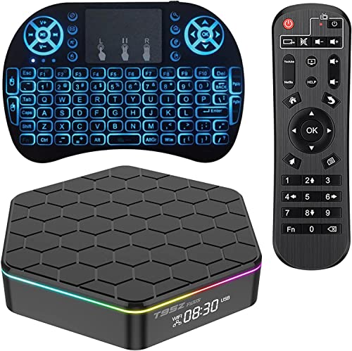 Android 12.0 TV Box, 4GB RAM 32GB ROM Allwinner H618 Quad-Core 64-bit Cortex-A53,2.4Ghz/5.0Ghz WiFi 10/100M, Compatible con H.265/3D/6K Ultra HD/BT 5.0, con Mini Teclado Inalámbrico,2gb+16gb