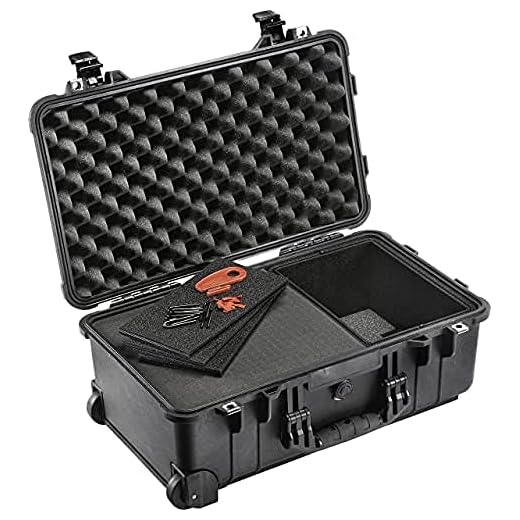 PELI 1535 Air Maleta trolley ligera para equipos fotográficos profesionales, estanca e impermeable al polvo, 27L de capacidad, fabricada en EE.UU., con divisores personalizables TrekPak, color negro