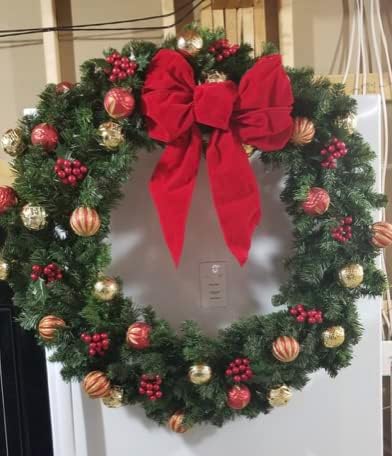 Rocky Mountain Goods Large Wired Red Bow - 12" Wide by 18" Long - Christmas Wreath Bow - Great for Large Gifts - Indoor/Outdoor - Waterproof Velvet - Attachment tie (1)