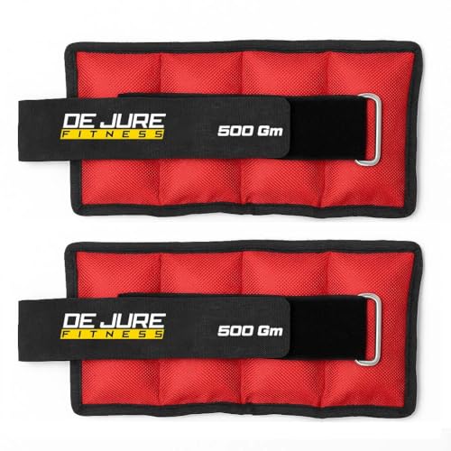Image of De Jure Fitness Adjustable Ankle & Wrist Weights Pair (0.5KG x 2) for Men & Women | Strength Training, Walking, Running, Workout, Yoga | Comfortable, Durable | Red - 1KG