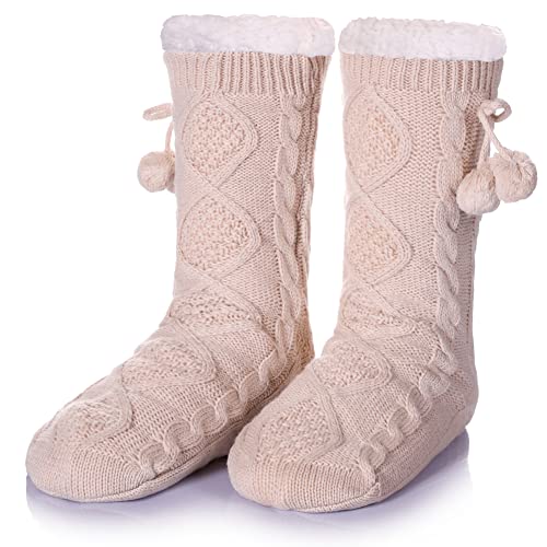 DoSmart Womens Fuzzy Slipper Socks Winter Thermal Snowflake Fleece Lining Christmas Stockings Fluffy Warm Indoor Home Socks