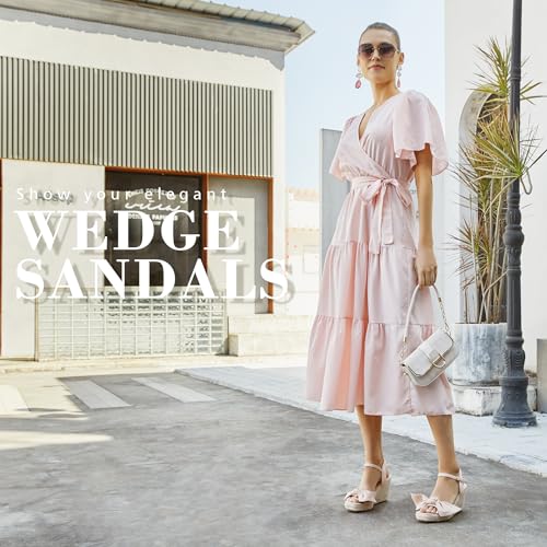 girgod Espadrilles Wedge Sandals for Women Bow Platform Wedges Heels Open Toe Ankle Strap Summer Wedding Wedges4