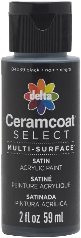 Plaid:Delta Ceramcoat Select Multi-Surface Paint 2Oz Black, Acrylic, Multicolour, 1.25x1.25x4 cm