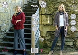 King Cole Ladies Chunky Knitting Pattern Womens Easy Knit Raglan Sleeve Short or Long Jacket (4859)