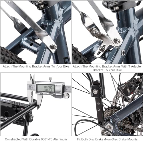 Image of CXWXC Rear Bike Rack with Basket - Bike Cargo Rack for Disc Brake /Non-Disc Brake Mount - Bicycle Pannier Rack, Touring Carrier Rack fit 26 inch-29 inch and 700c